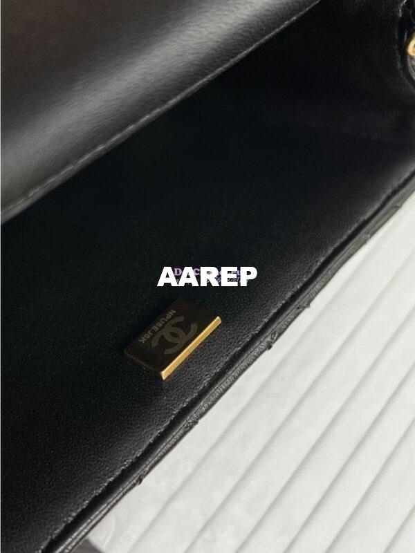 Replica Chanel 24P Mini Flap Bag Shiny Lambskin AS5026 Black 10
