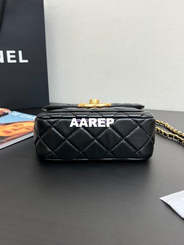 Replica Chanel 24P Mini Flap Bag Shiny Lambskin AS5026 Black 11
