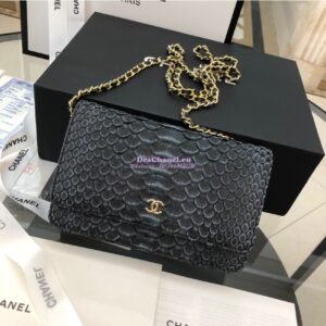 Replica Chanel Classic Wallet On Chain WOC in Python Leather 33814 C08