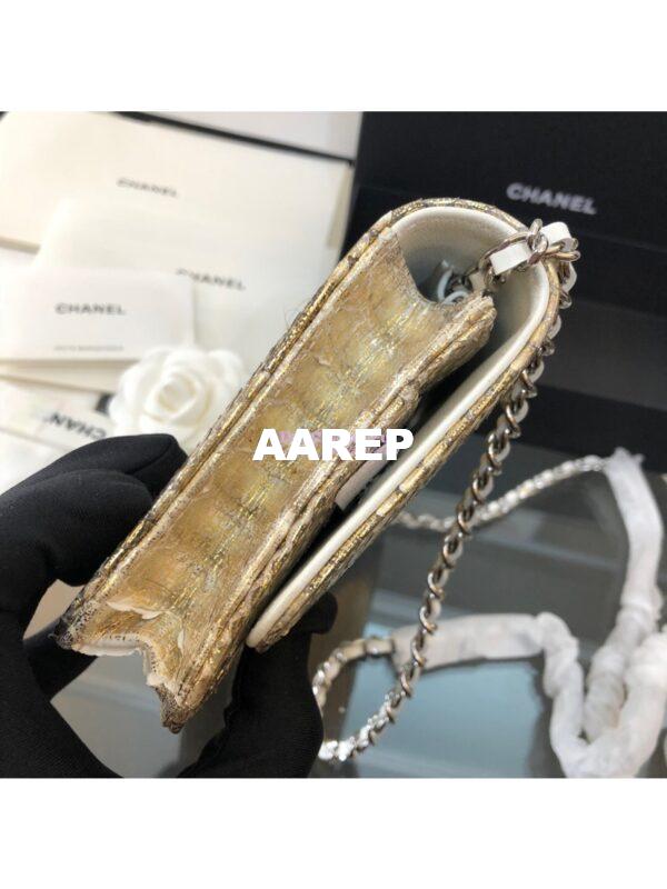 Replica Chanel Classic Wallet On Chain WOC in Python Leather 33814 Champagne Gold 11