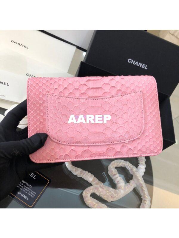 Replica Chanel Classic Wallet On Chain WOC in Python Leather 33814 Pink 13