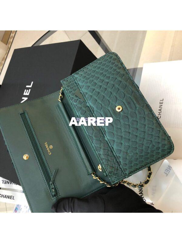 Replica Chanel Classic Wallet On Chain WOC in Python Leather 33814 Green 4