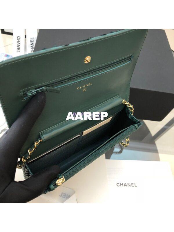 Replica Chanel Classic Wallet On Chain WOC in Python Leather 33814 Green 5