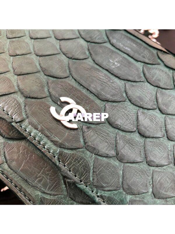Replica Chanel Classic Wallet On Chain WOC in Python Leather 33814 Green 9
