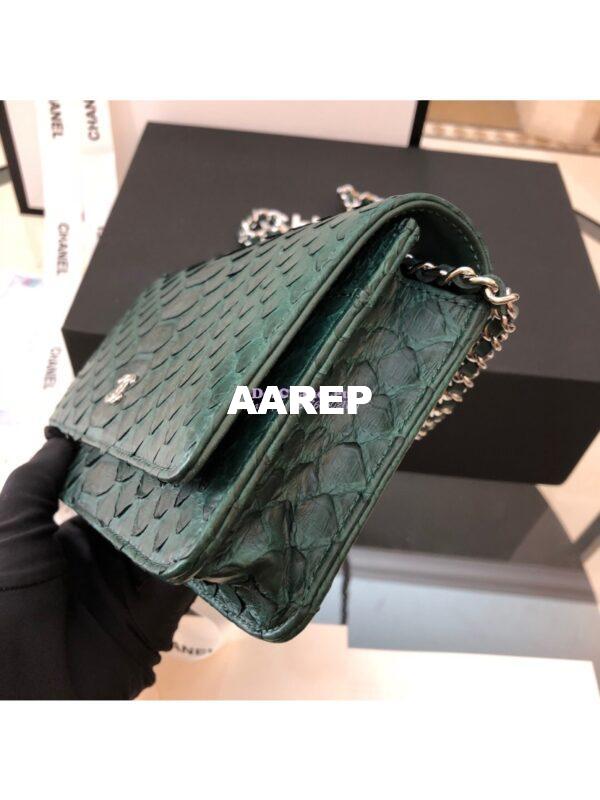 Replica Chanel Classic Wallet On Chain WOC in Python Leather 33814 Green 10