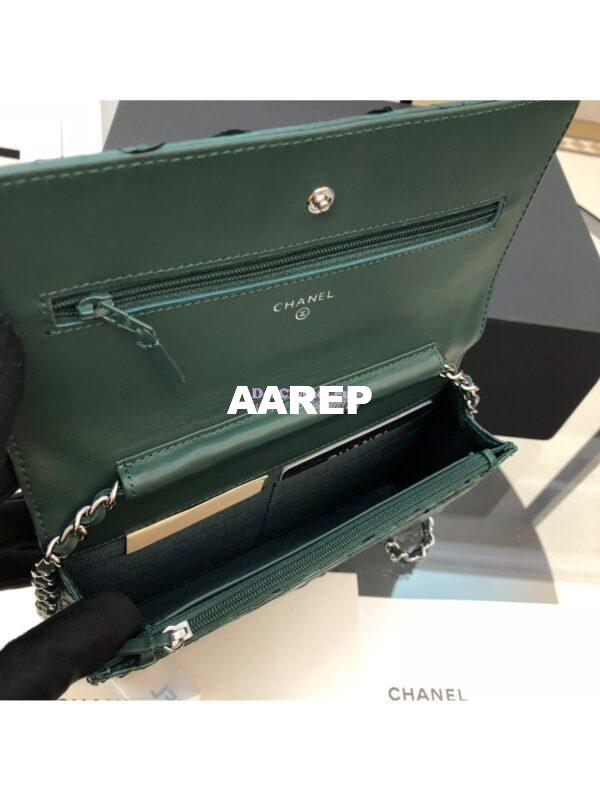 Replica Chanel Classic Wallet On Chain WOC in Python Leather 33814 Green 12