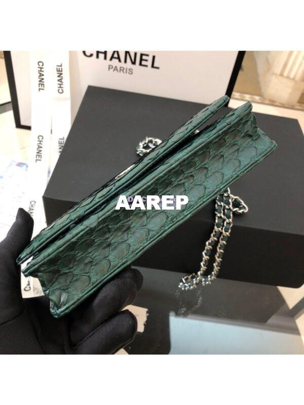Replica Chanel Classic Wallet On Chain WOC in Python Leather 33814 Green 13