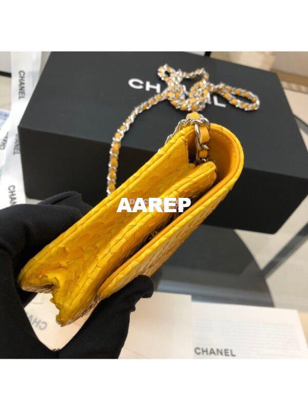 Replica Chanel Classic Wallet On Chain WOC in Python Leather 33814 Yellow 5