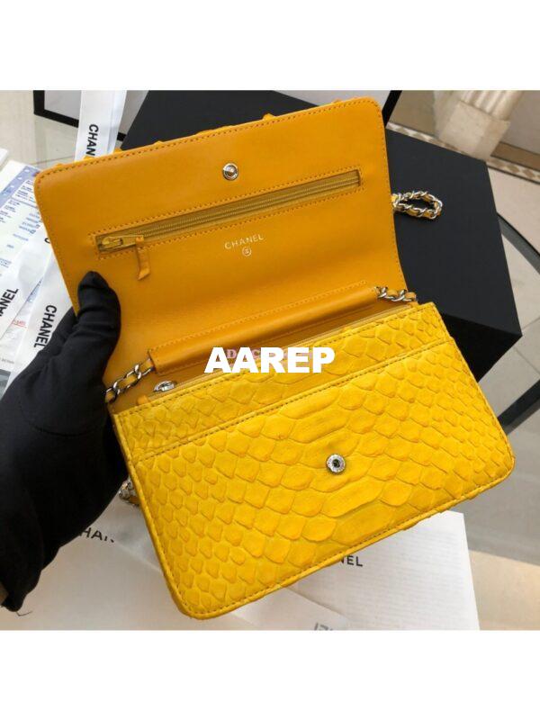 Replica Chanel Classic Wallet On Chain WOC in Python Leather 33814 Yellow 6