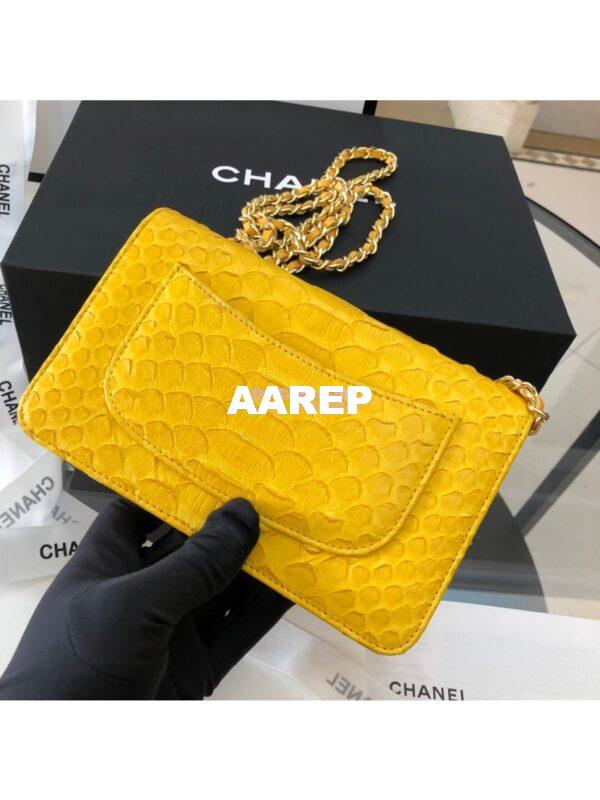 Replica Chanel Classic Wallet On Chain WOC in Python Leather 33814 Yellow 12