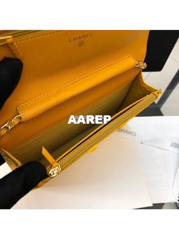 Replica Chanel Classic Wallet On Chain WOC in Python Leather 33814 Yellow 14