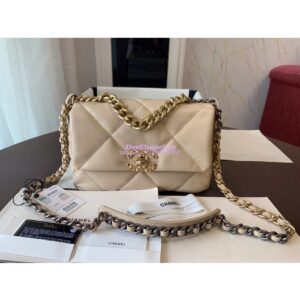 Replica Chanel 19 Small Flap Bag AS1160 Lambskin Beige
