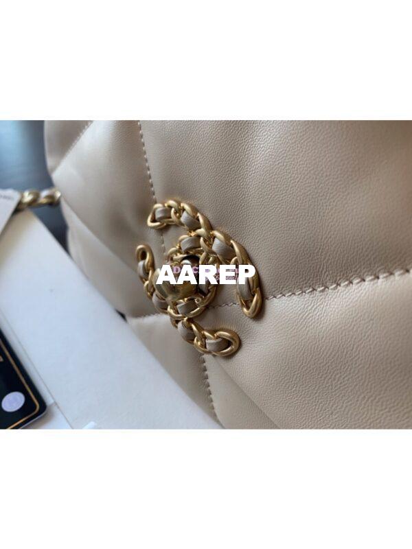 Replica Chanel 19 Small Flap Bag AS1160 Lambskin Beige 6