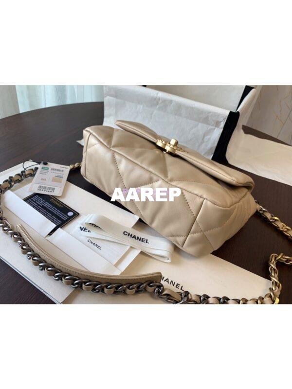 Replica Chanel 19 Small Flap Bag AS1160 Lambskin Beige 8