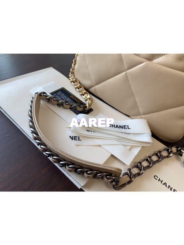 Replica Chanel 19 Small Flap Bag AS1160 Lambskin Beige 10