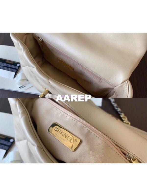 Replica Chanel 19 Small Flap Bag AS1160 Lambskin Beige 11