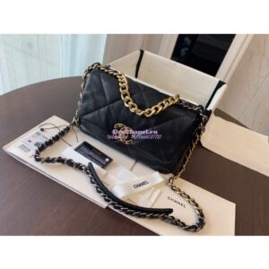 Replica Chanel 19 Small Flap Bag AS1160 Lambskin Black 2