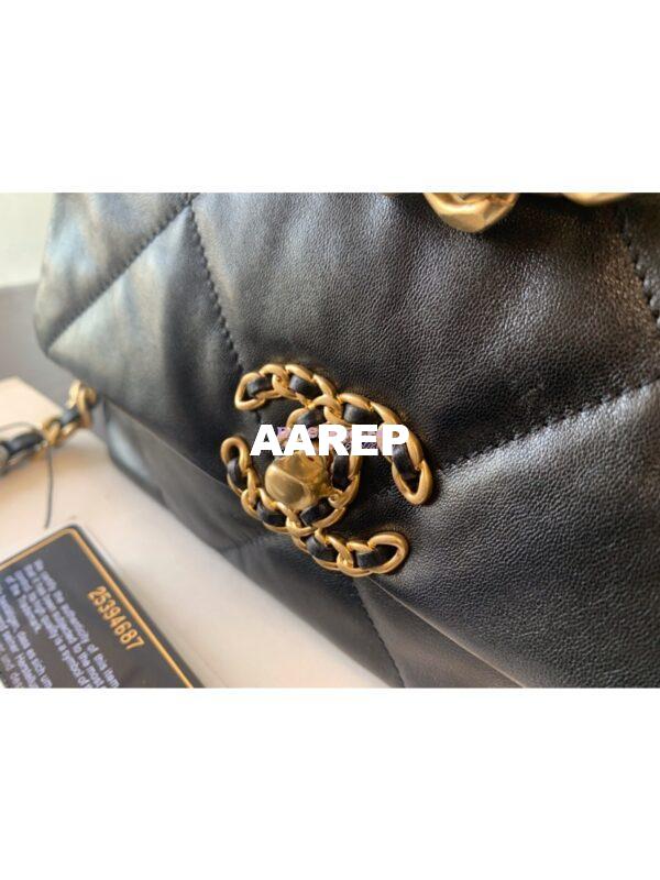Replica Chanel 19 Small Flap Bag AS1160 Lambskin Black 6