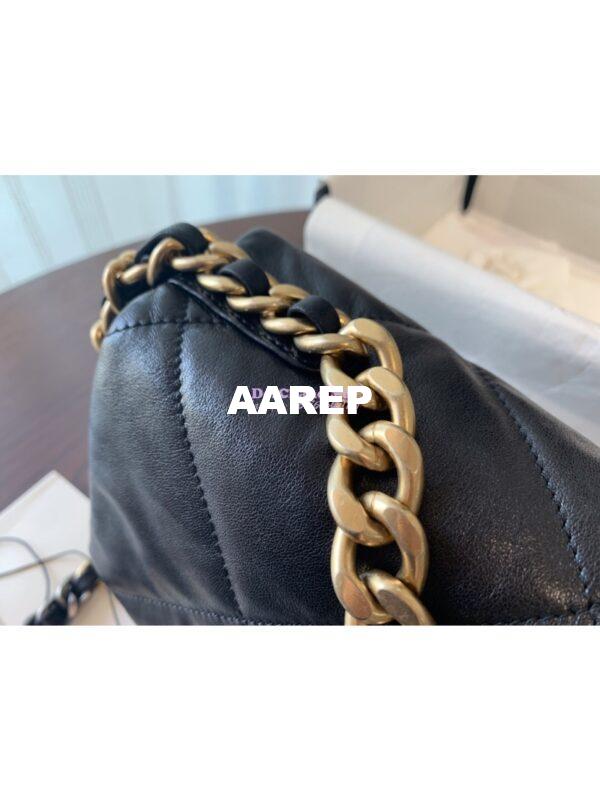 Replica Chanel 19 Small Flap Bag AS1160 Lambskin Black 8
