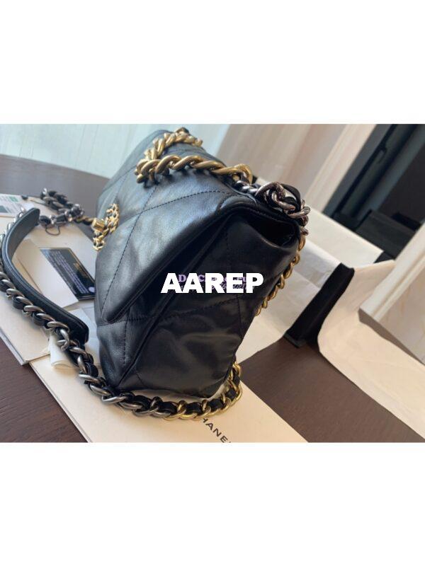 Replica Chanel 19 Small Flap Bag AS1160 Lambskin Black 9