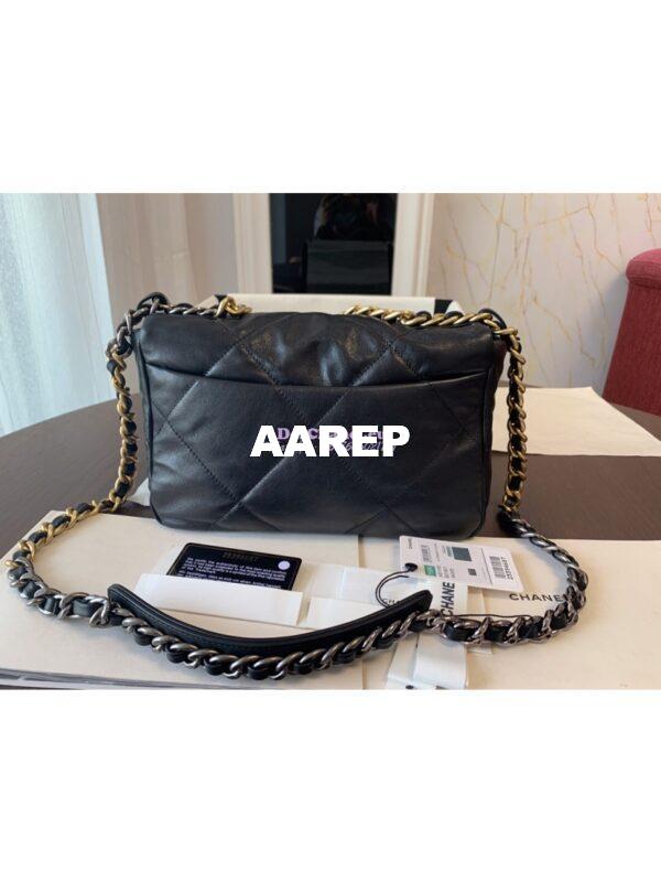 Replica Chanel 19 Small Flap Bag AS1160 Lambskin Black 10