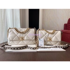 Replica Chanel 19 Small Flap Bag AS1160 Lambskin Light Beige