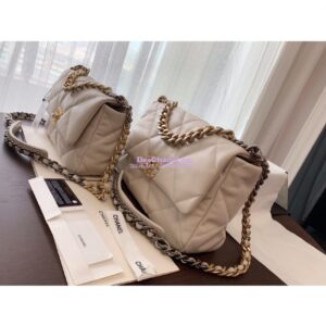 Replica Chanel 19 Small Flap Bag AS1160 Lambskin Light Beige 2