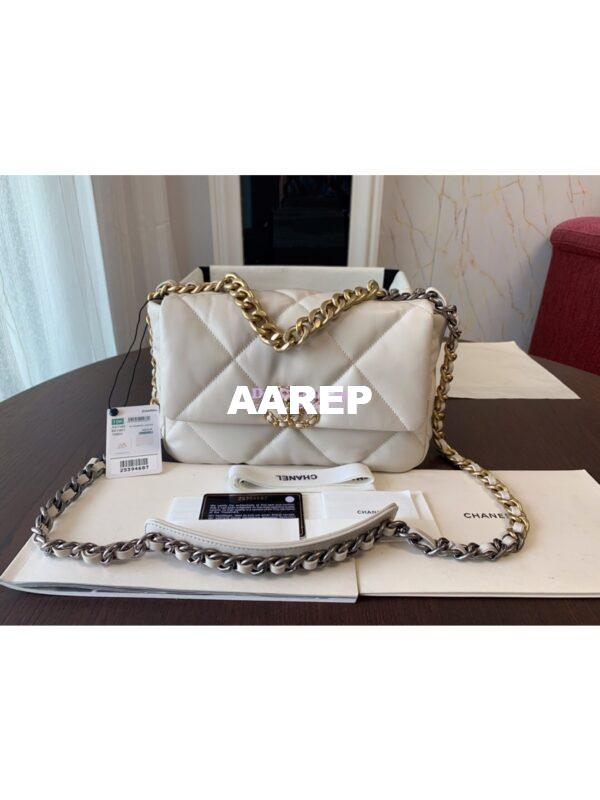 Replica Chanel 19 Small Flap Bag AS1160 Lambskin Light Beige 5