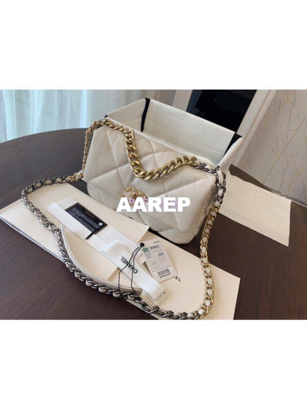 Replica Chanel 19 Small Flap Bag AS1160 Lambskin Light Beige 6