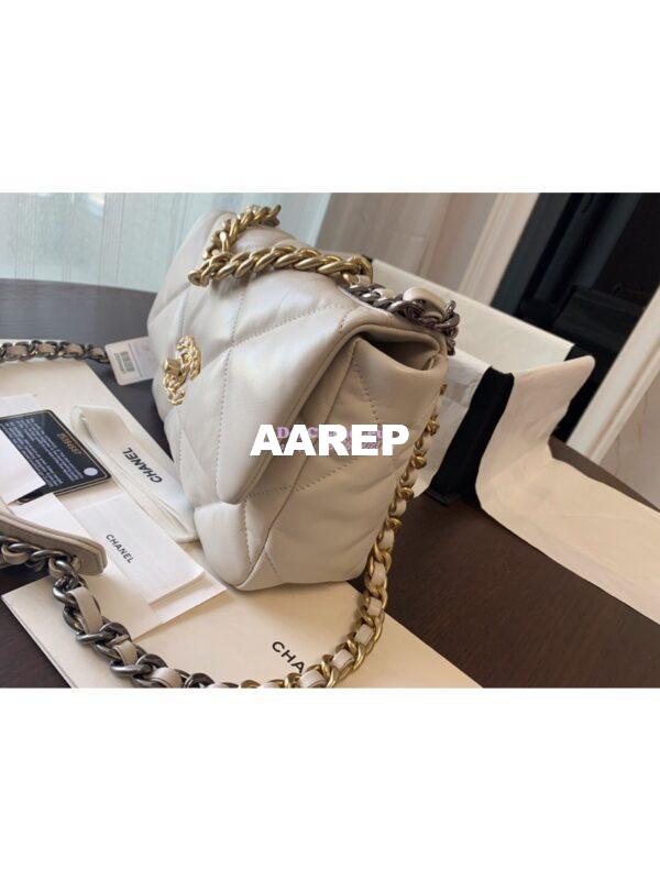 Replica Chanel 19 Small Flap Bag AS1160 Lambskin Light Beige 10