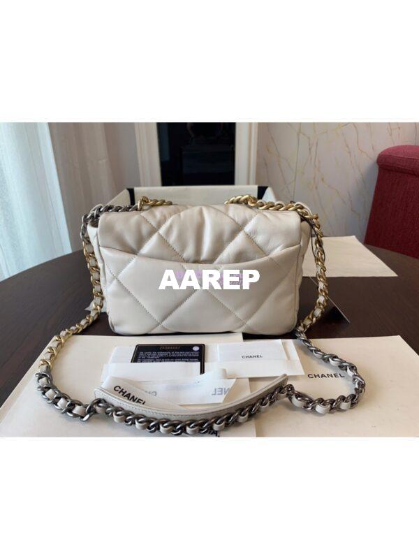 Replica Chanel 19 Small Flap Bag AS1160 Lambskin Light Beige 12