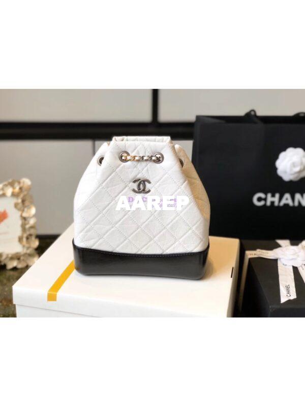 Replica Chanel Gabrielle Backpack A94485 White Black 3