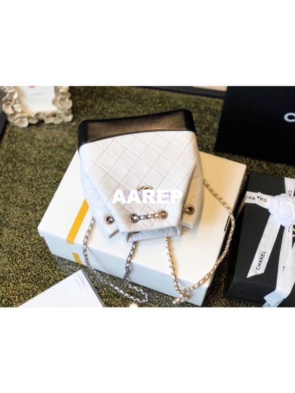 Replica Chanel Gabrielle Backpack A94485 White Black 4