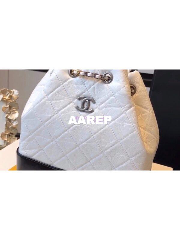 Replica Chanel Gabrielle Backpack A94485 White Black 7