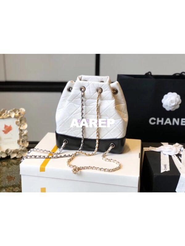 Replica Chanel Gabrielle Backpack A94485 White Black 12