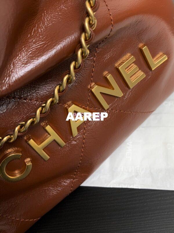 Replica Chanel Mini 22 Handbag Shiny Calfskin & Gold Metal AS3980 Caramel 5