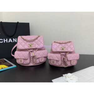 Replica Chanel Grained Shiny Calfskin Backpack AS3860 Light Pink