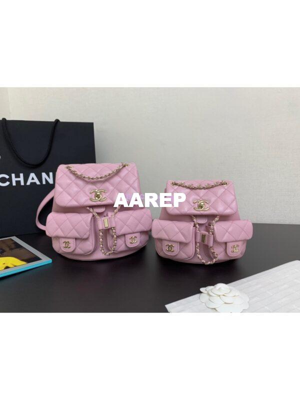Replica Chanel Grained Shiny Calfskin Backpack AS3860 Light Pink 3