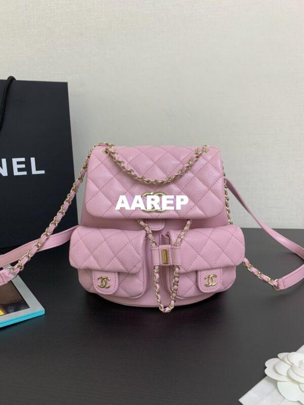 Replica Chanel Grained Shiny Calfskin Backpack AS3860 Light Pink 5
