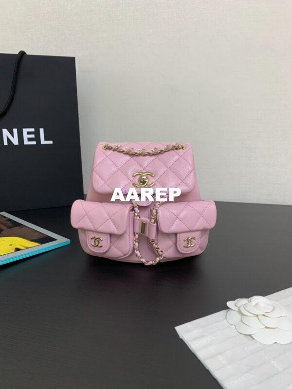Replica Chanel Grained Shiny Calfskin Small Backpack AS3787 Light Pink 3
