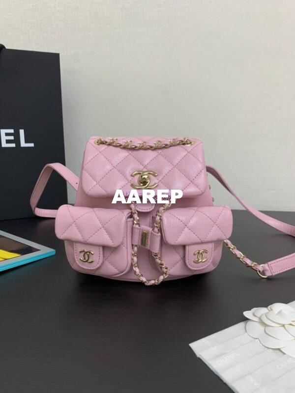 Replica Chanel Grained Shiny Calfskin Small Backpack AS3787 Light Pink 4