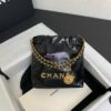 Replica Chanel Mini 22 Handbag Shiny Calfskin & Silver Metal AS3980 Black 1