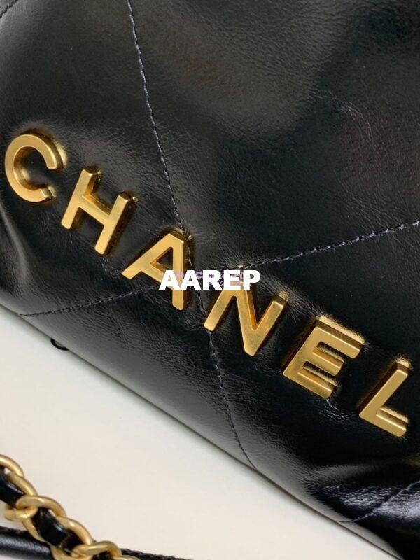 Replica Chanel Mini 22 Handbag Shiny Calfskin & Gold Metal AS3980 Black 1 3