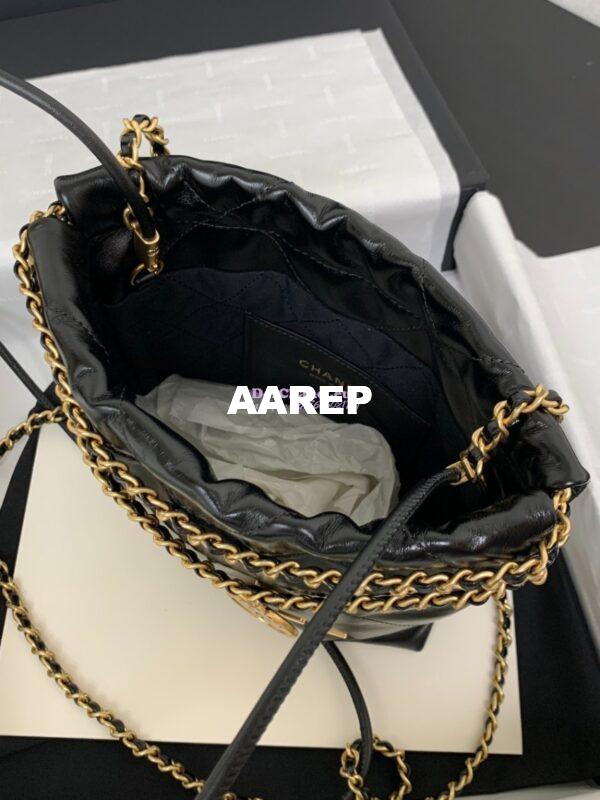 Replica Chanel Mini 22 Handbag Shiny Calfskin & Gold Metal AS3980 Black 1 5