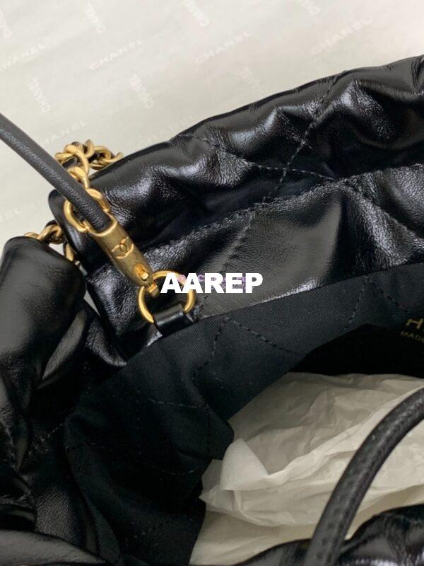 Replica Chanel Mini 22 Handbag Shiny Calfskin & Gold Metal AS3980 Black 1 6