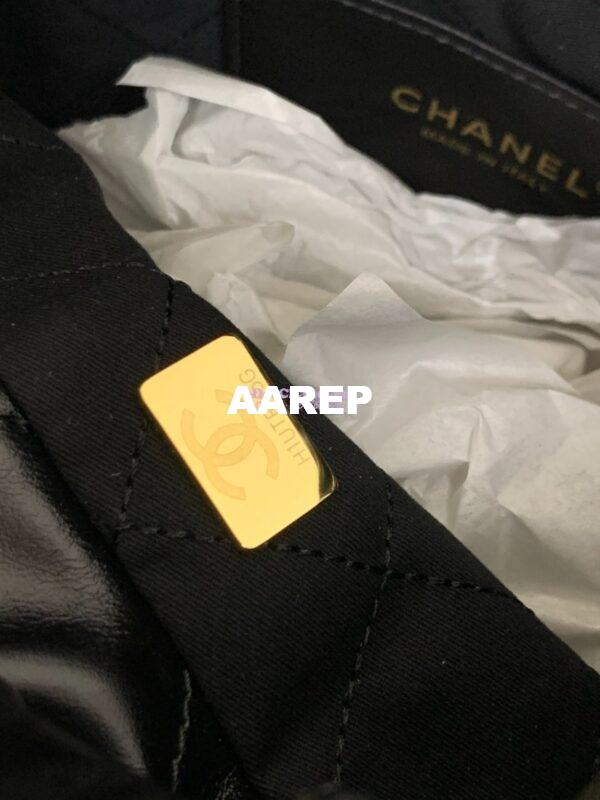 Replica Chanel Mini 22 Handbag Shiny Calfskin & Gold Metal AS3980 Black 1 7