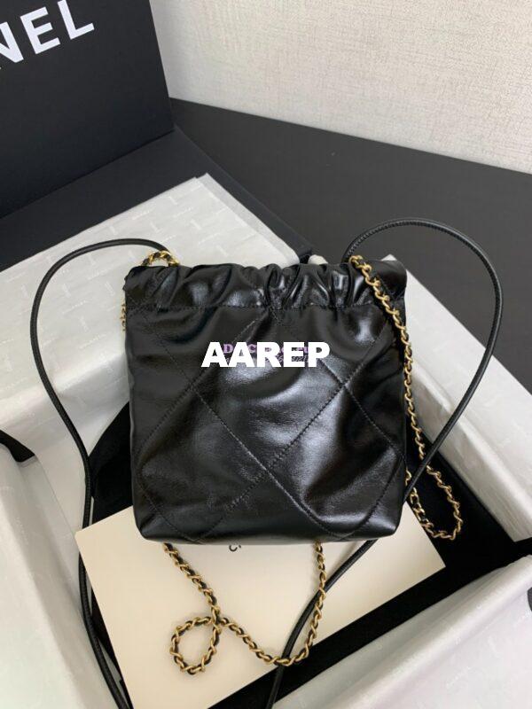 Replica Chanel Mini 22 Handbag Shiny Calfskin & Gold Metal AS3980 Black 1 8