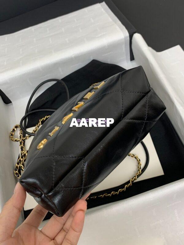 Replica Chanel Mini 22 Handbag Shiny Calfskin & Gold Metal AS3980 Black 1 9