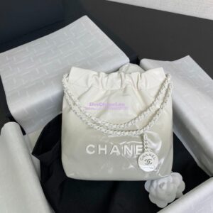 Replica Chanel Mini 22 Handbag Gradient Grey Calfskin & Lacquered Metal AS3980 Light Grey