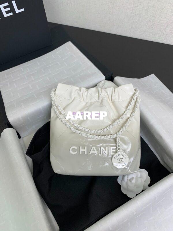 Replica Chanel Mini 22 Handbag Gradient Grey Calfskin & Lacquered Metal AS3980 Light Grey